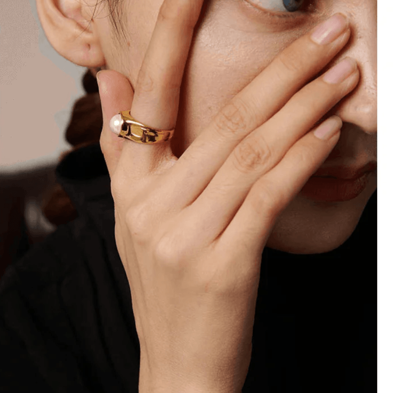 Anel Banhado a Ouro 18k Elegance Pearl