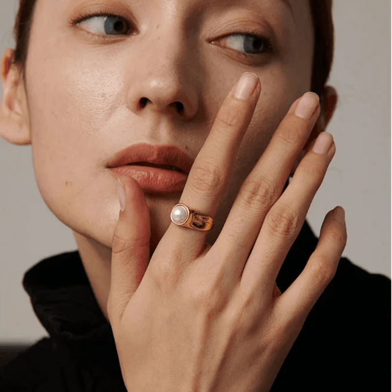 Anel Banhado a Ouro 18k Elegance Pearl